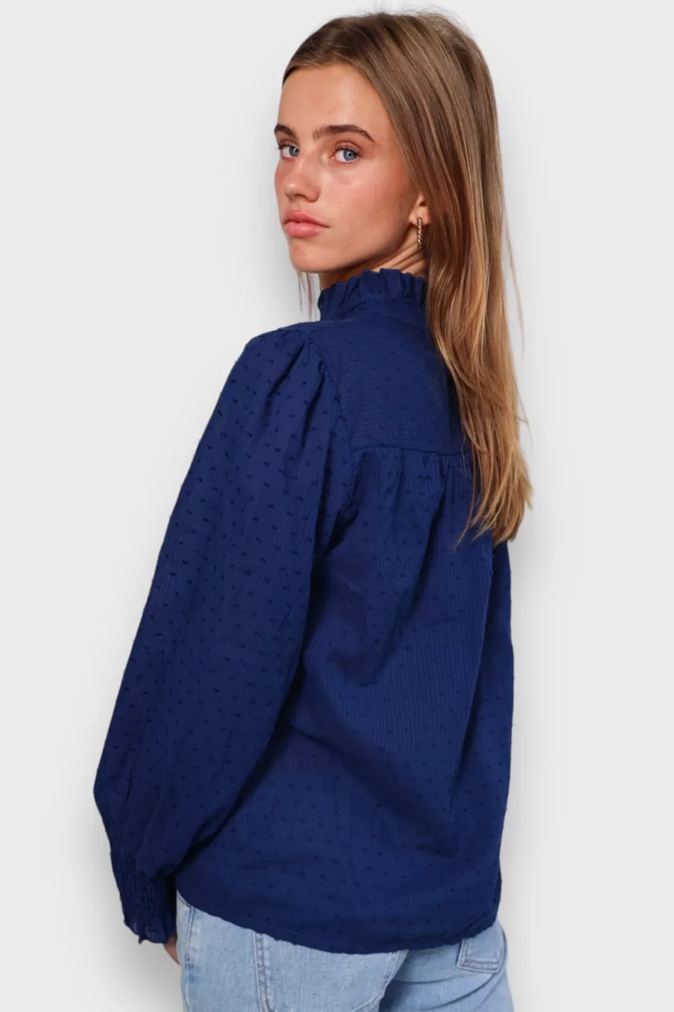 Tops^Meet Me There Dots Blouse Blue