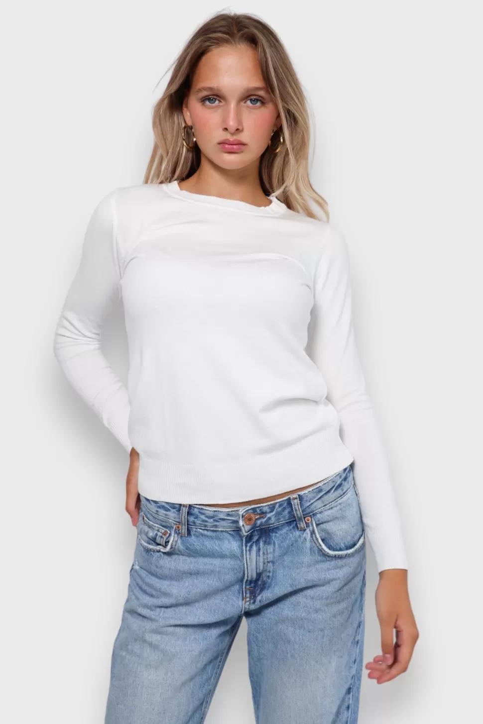 Tops^Meet Me There Essential Sweater White