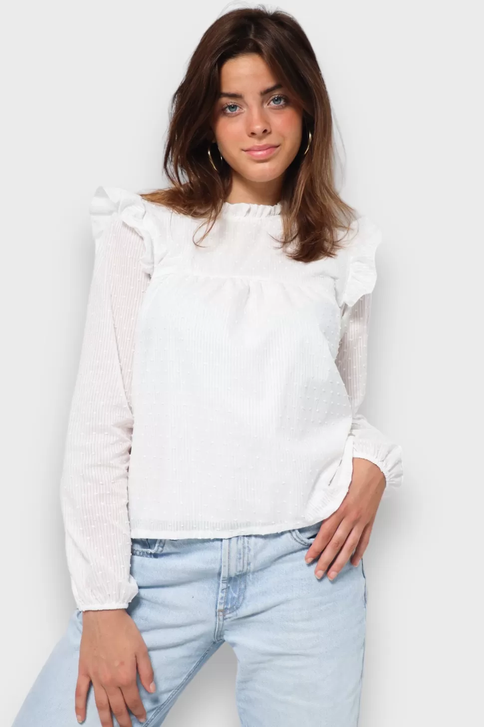 Tops^Meet Me There Flowy Blouse White