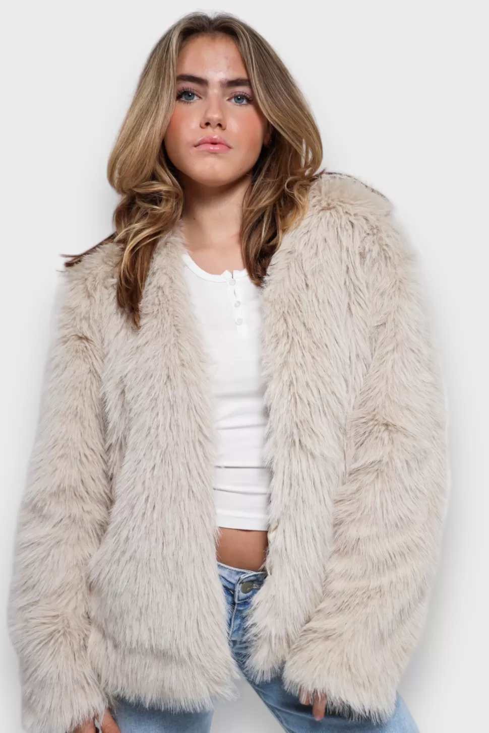 Jacks^Meet Me There Furry Jacket Beige