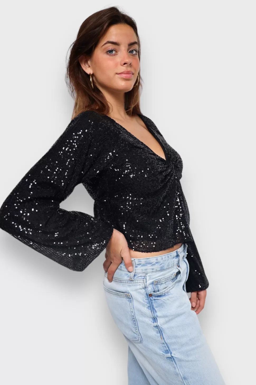 Tops^Meet Me There Gem Top Black