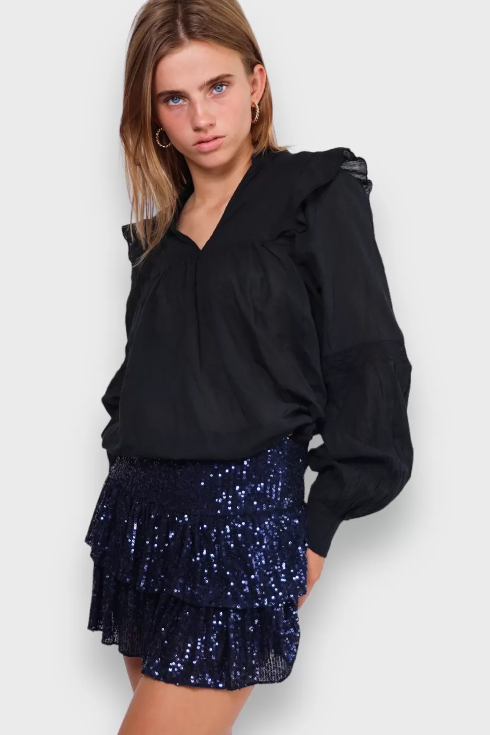 Rokjes^Meet Me There Glam Skirt Navy