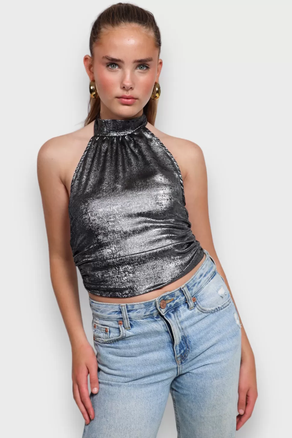 Tops^Meet Me There Glammer Top Silver