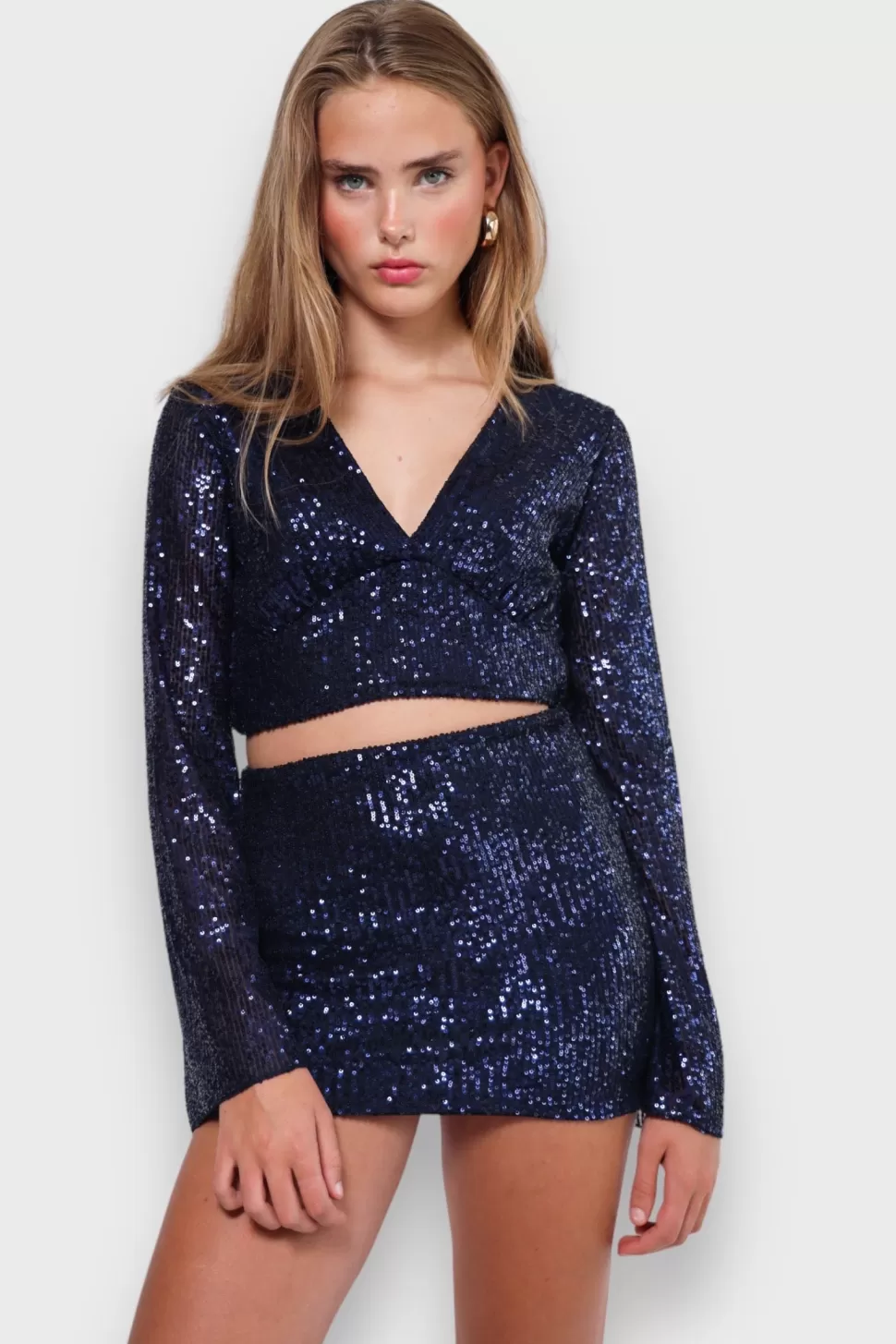 Tops^Meet Me There Glimmer Blouse Navy