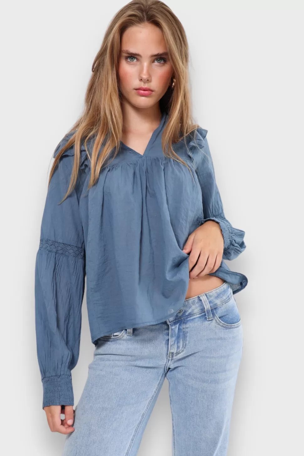 Tops^Meet Me There Glory Blouse Blue