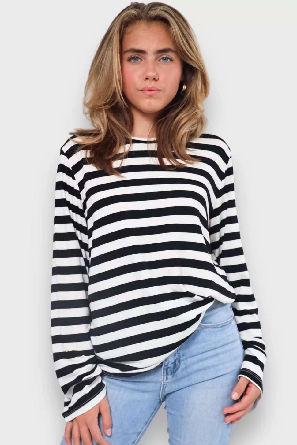 Tops^Meet Me There Longsleeve Striped Black