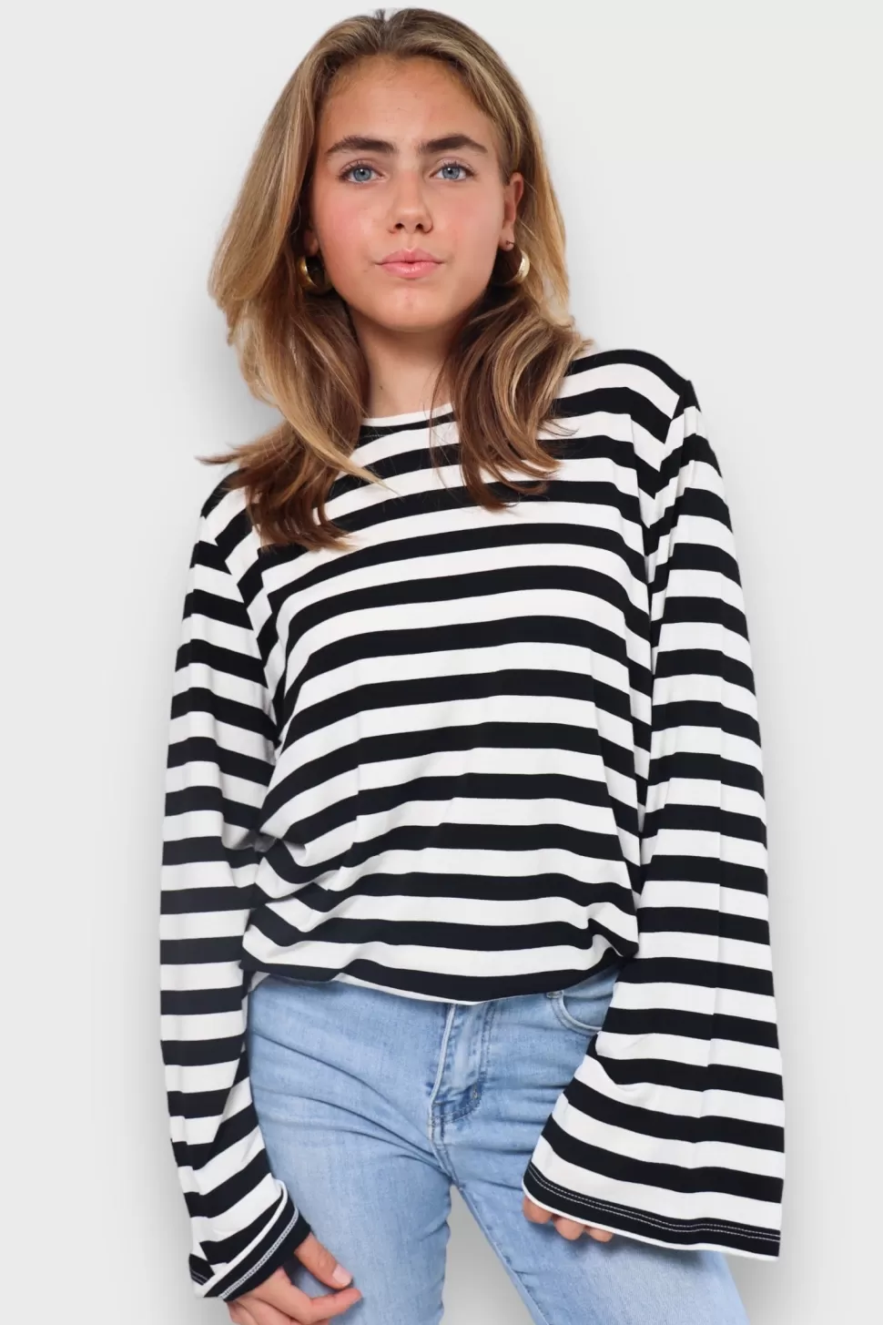 Tops^Meet Me There Longsleeve Striped Black