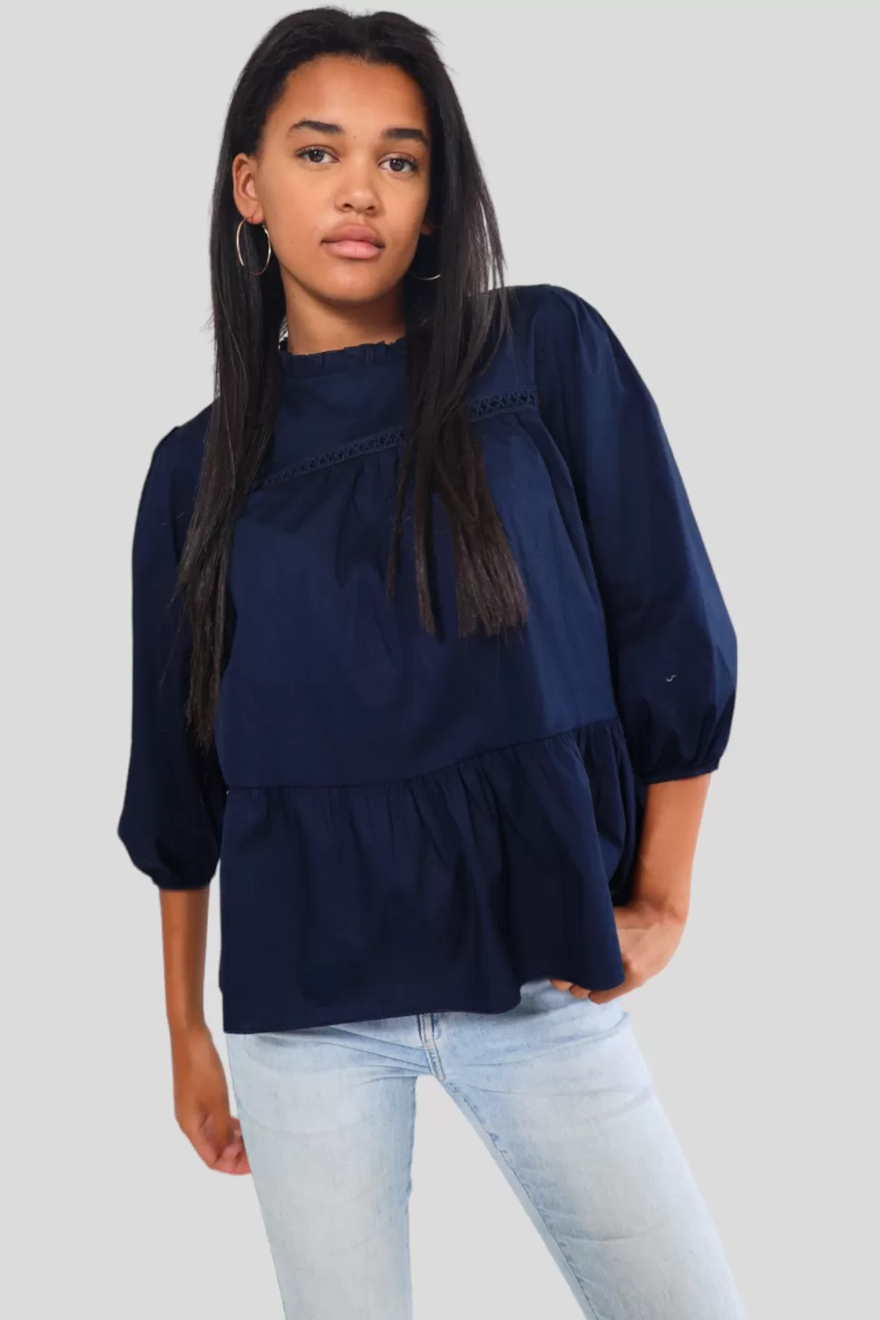 Tops^Meet Me There Love Cloud Blouse Navy