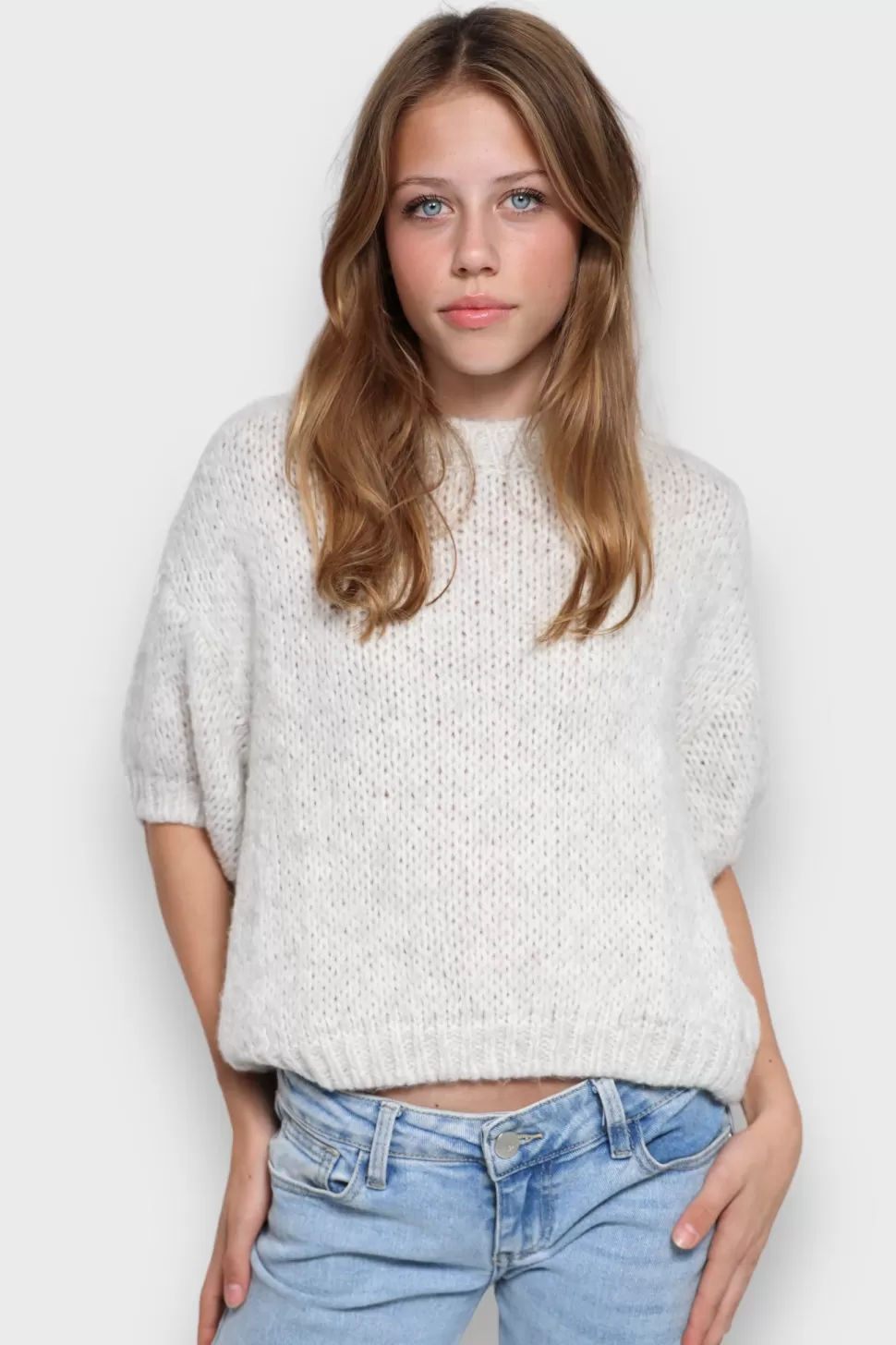 Tops^Meet Me There Mia Sweater Light Grey