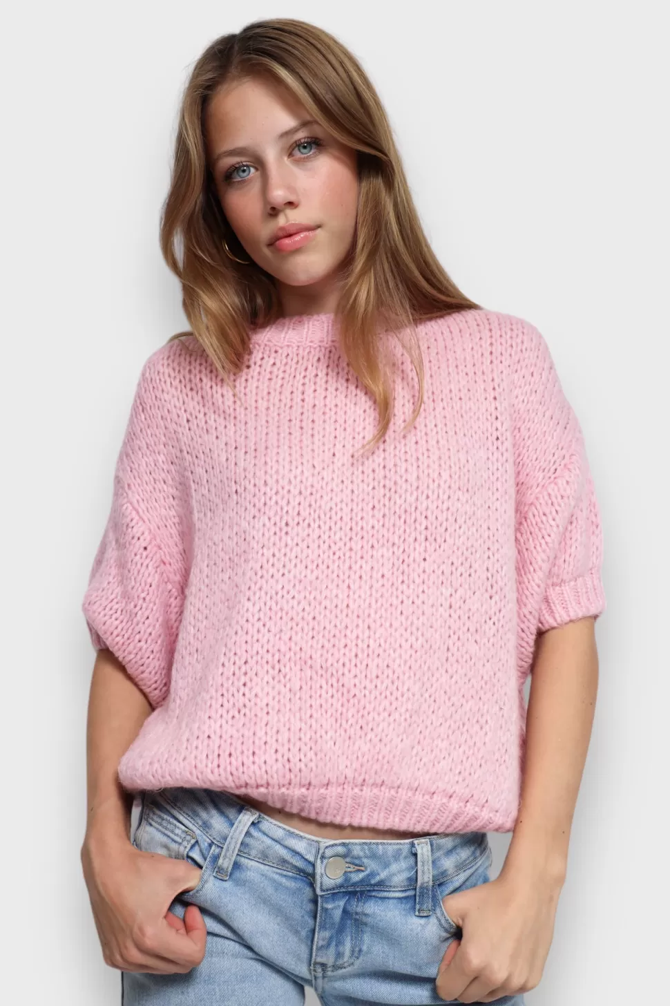 Tops^Meet Me There Mia Sweater Pink