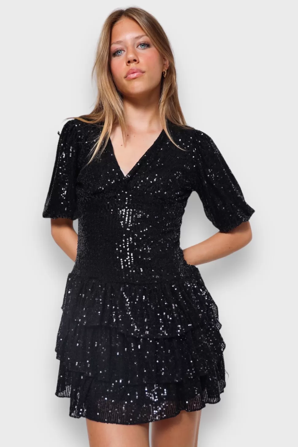 Jurkjes^Meet Me There Miami Glitter Dress Black