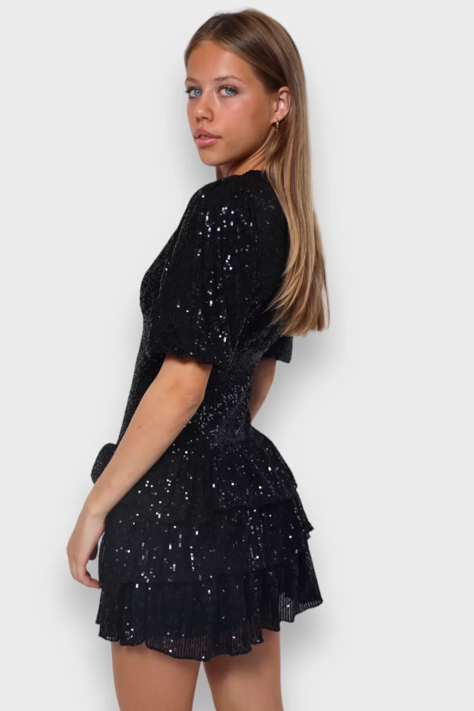 Jurkjes^Meet Me There Miami Glitter Dress Black