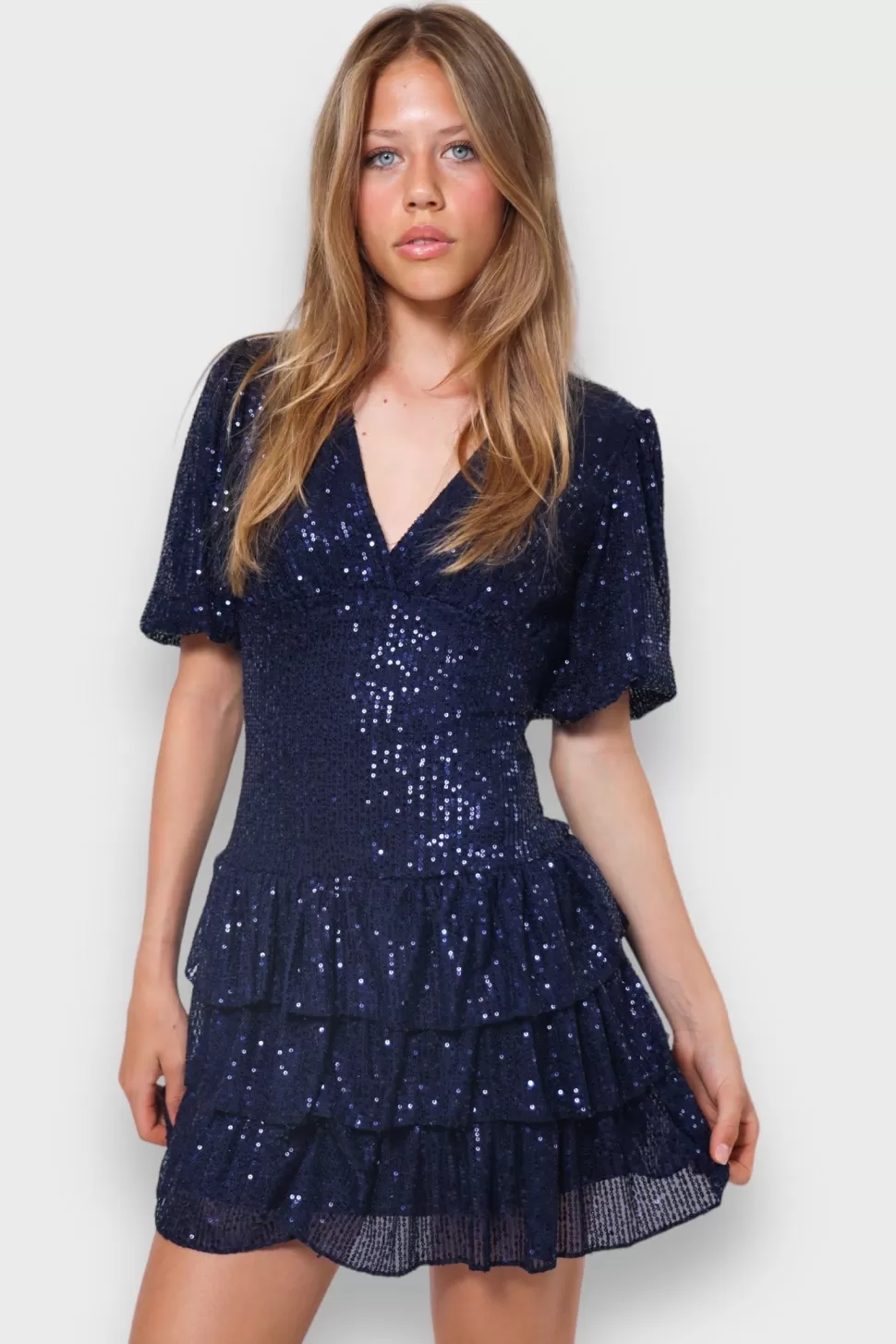 Jurkjes^Meet Me There Miami Glitter Dress Navy