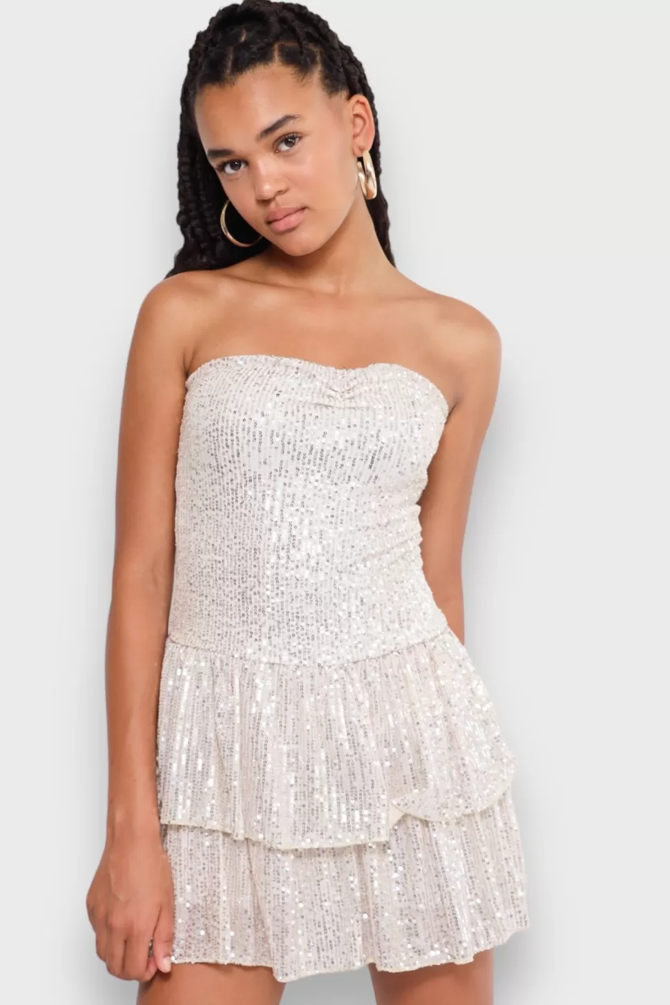 Jurkjes^Meet Me There Night Out Glitter Dress Champagne