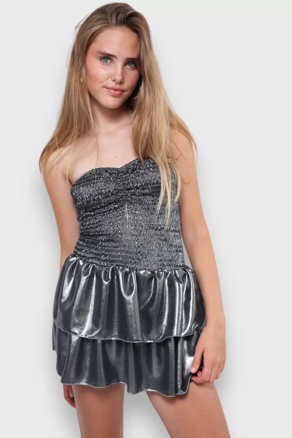 Jurkjes^Meet Me There Night Out Shiny Dress Silver