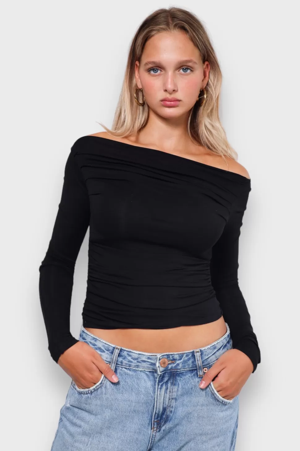 Tops^Meet Me There Rose Top Black