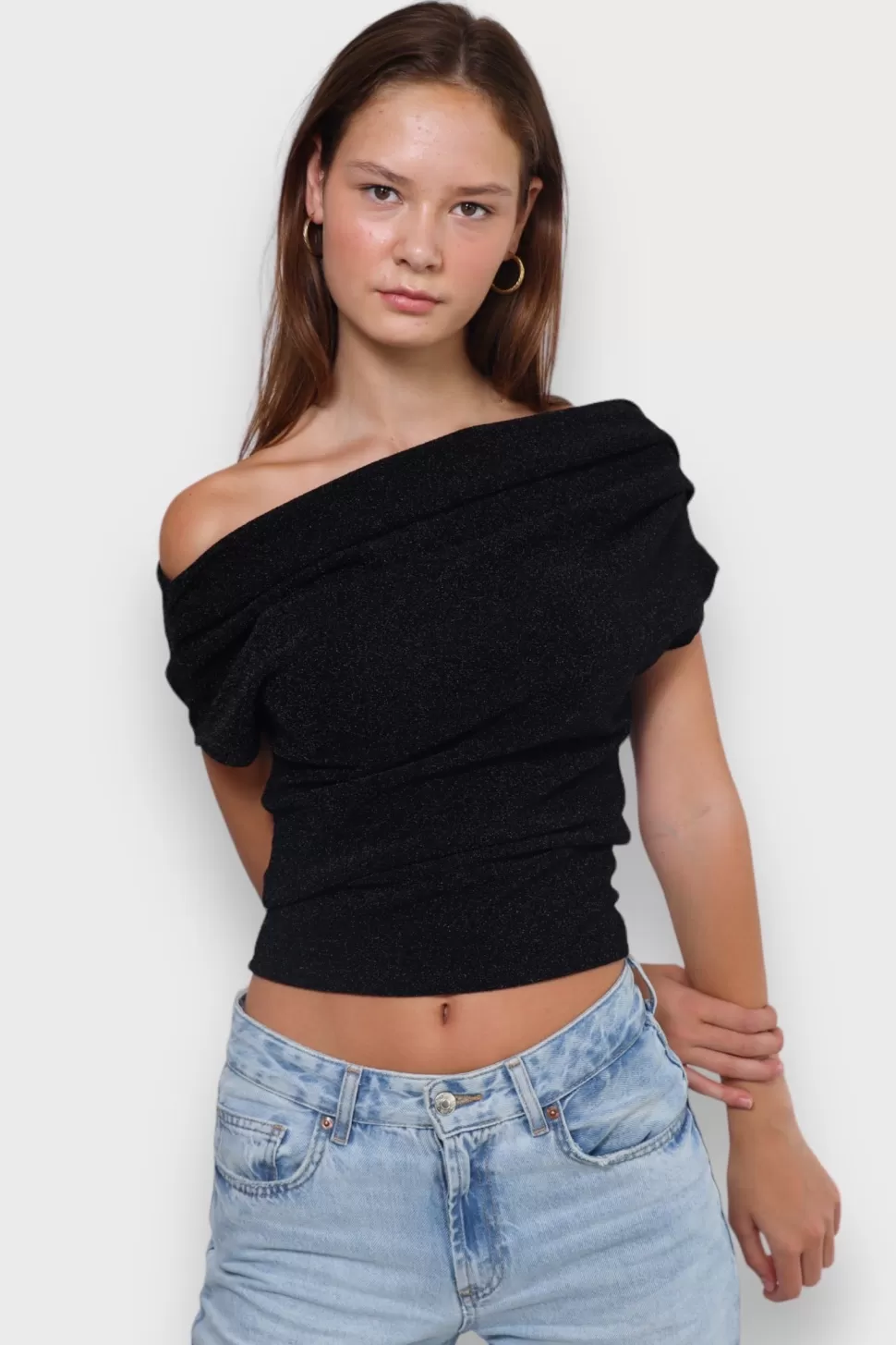 Tops^Meet Me There Shimmer Top Black