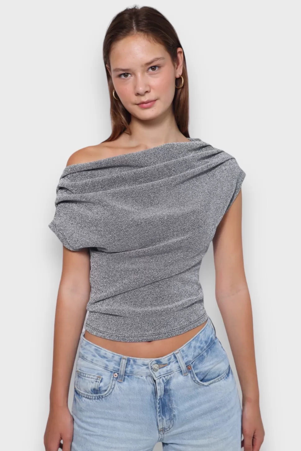 Tops^Meet Me There Shimmer Top Silver