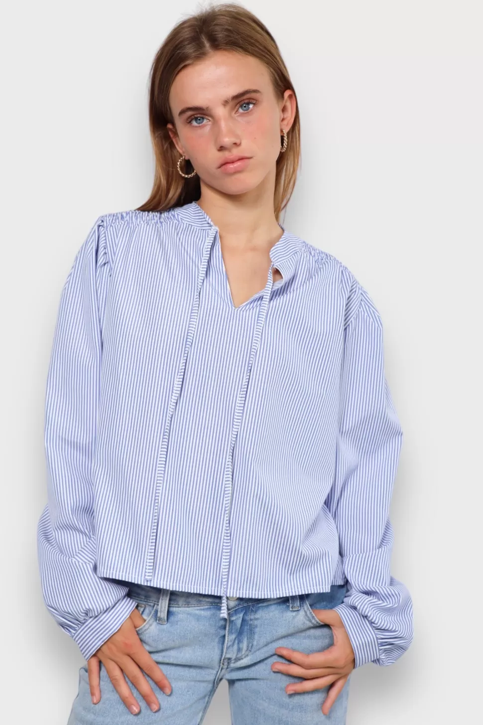 Tops^Meet Me There Striped Blouse