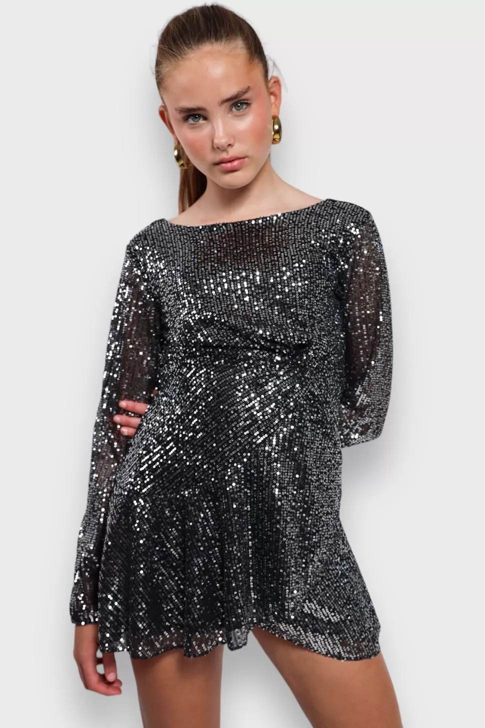 Jurkjes^Meet Me There Twinkle Dress Silver