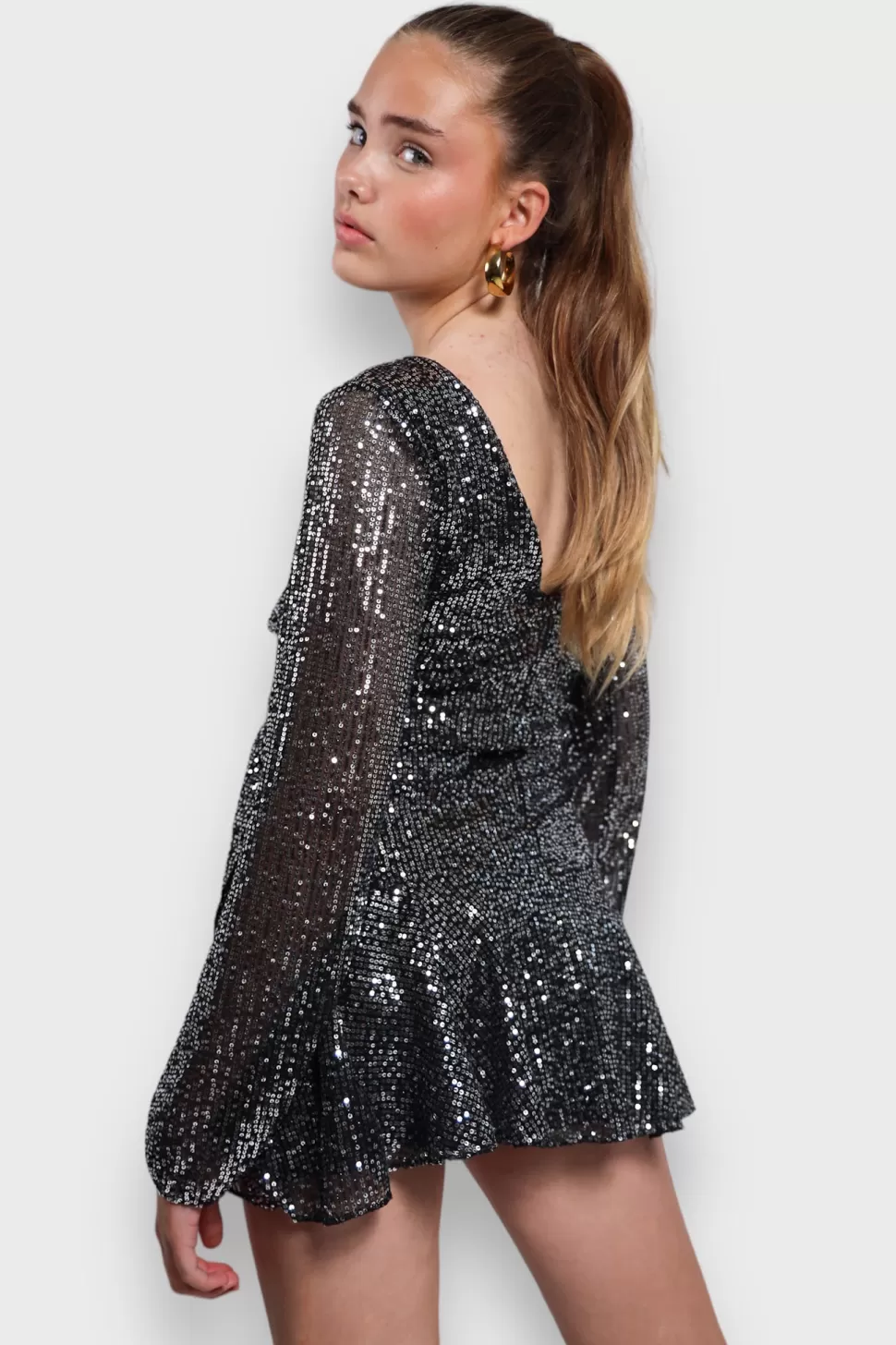 Jurkjes^Meet Me There Twinkle Dress Silver